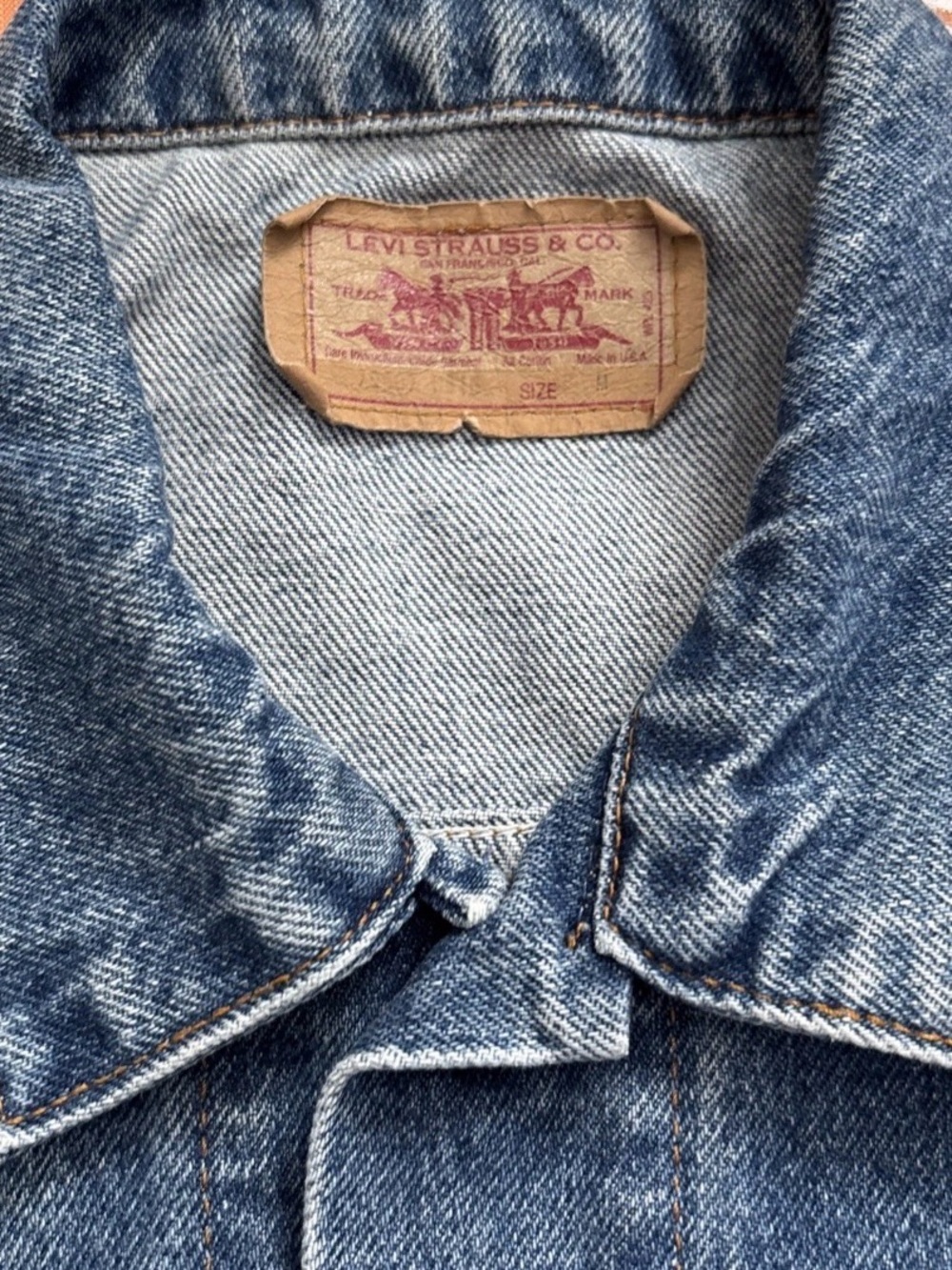 80s Vintage Levi's Denim Jacket Made in USA Trucker Jacket Men's Medium Classic - Picture 4 of 12